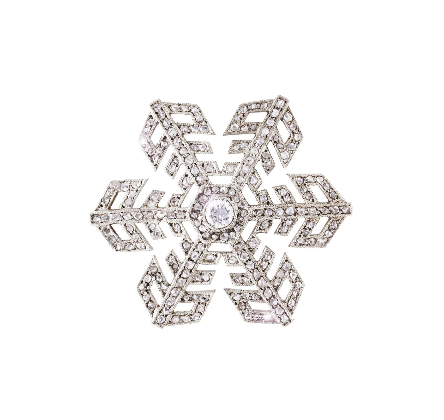 A rare jewelled snowflake by Carl Fabergé