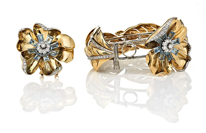 A rare aquamarine and diamond bracelet by Paul Flato
