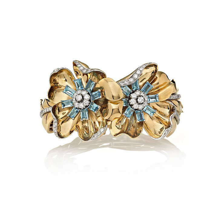 A rare aquamarine and diamond bracelet by Paul Flato