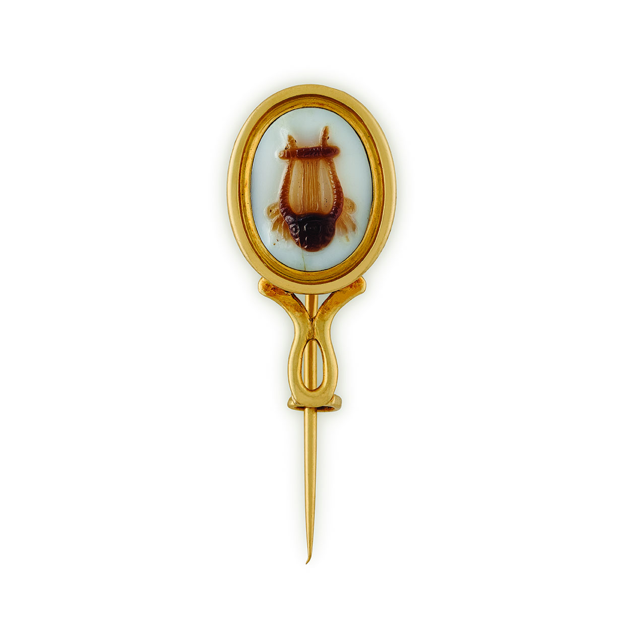 A gold mounted hardstone cameo