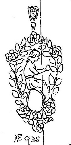 A Gold and Sapphire mounted Pendant by John Paul Cooper drawing A Gold and Sapphire mounted Pendant by John Paul Cooper drawing