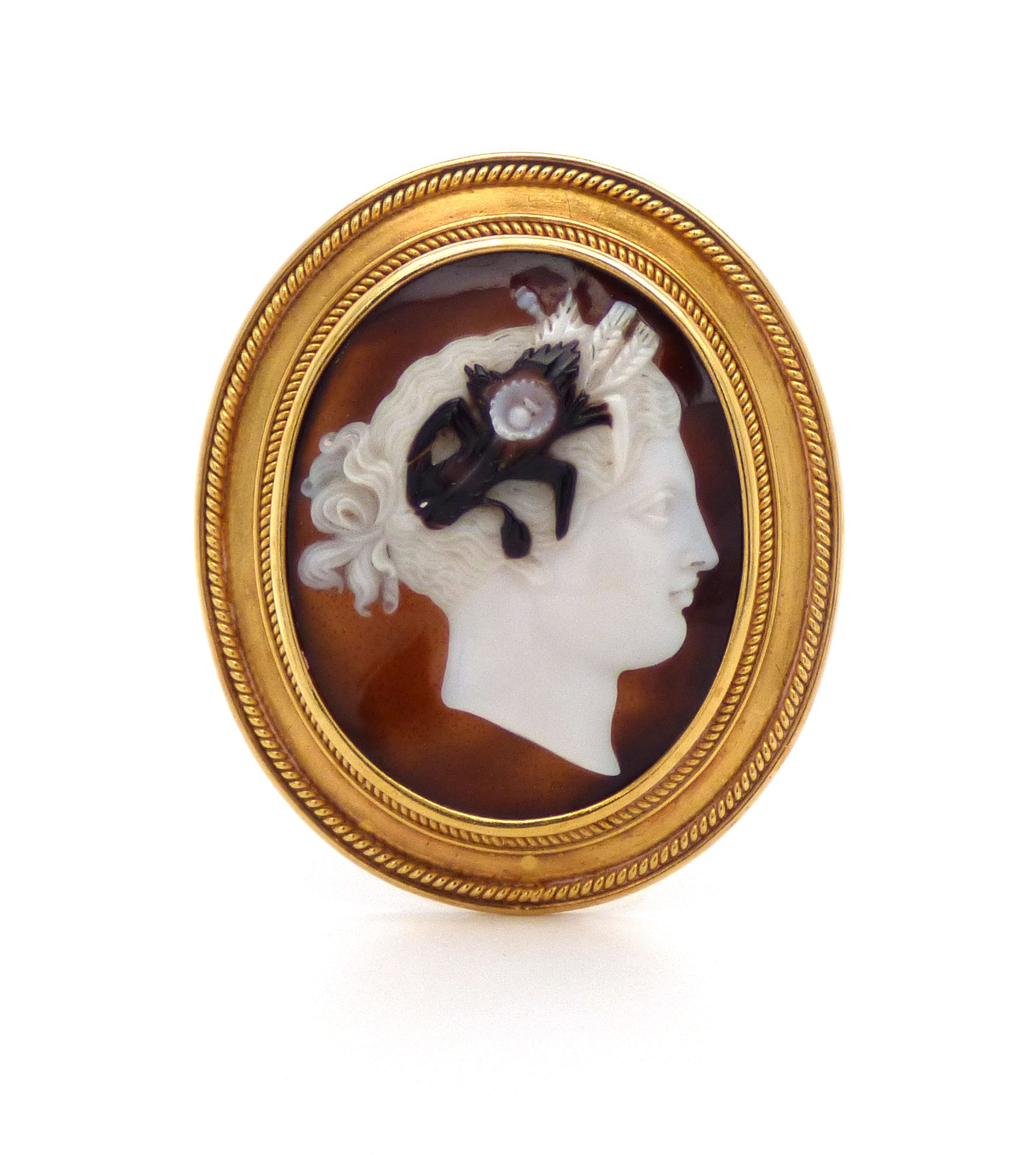 A hardstone cameo by Elena Pistrucci (1822-1886) mounted by Garrard