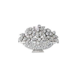 Art Deco platinum and diamond brooch