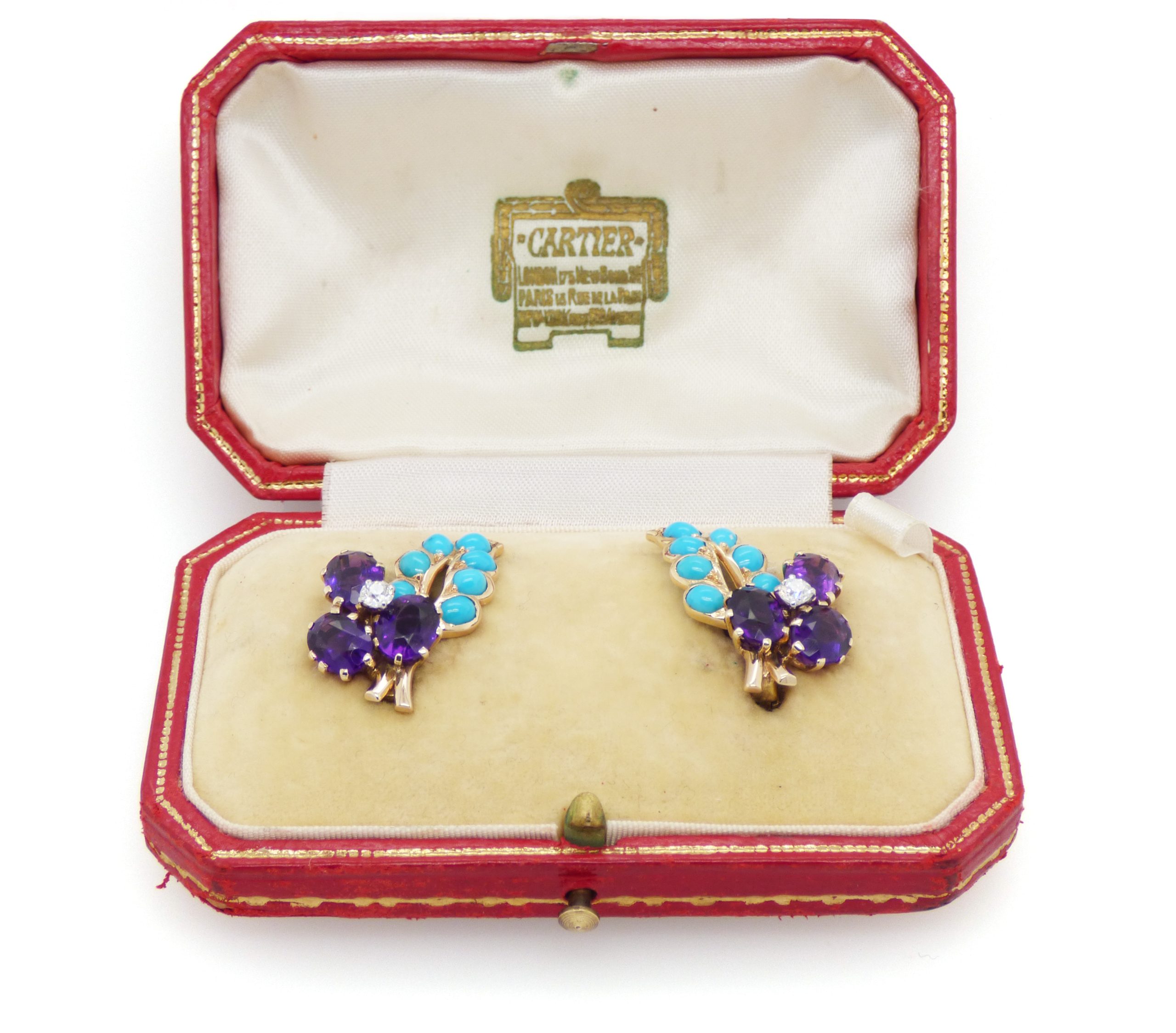 Turquoise, amethyst & diamond earrings by Cartier