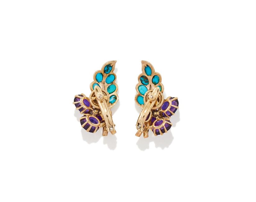 Turquoise, amethyst & diamond earrings by Cartier