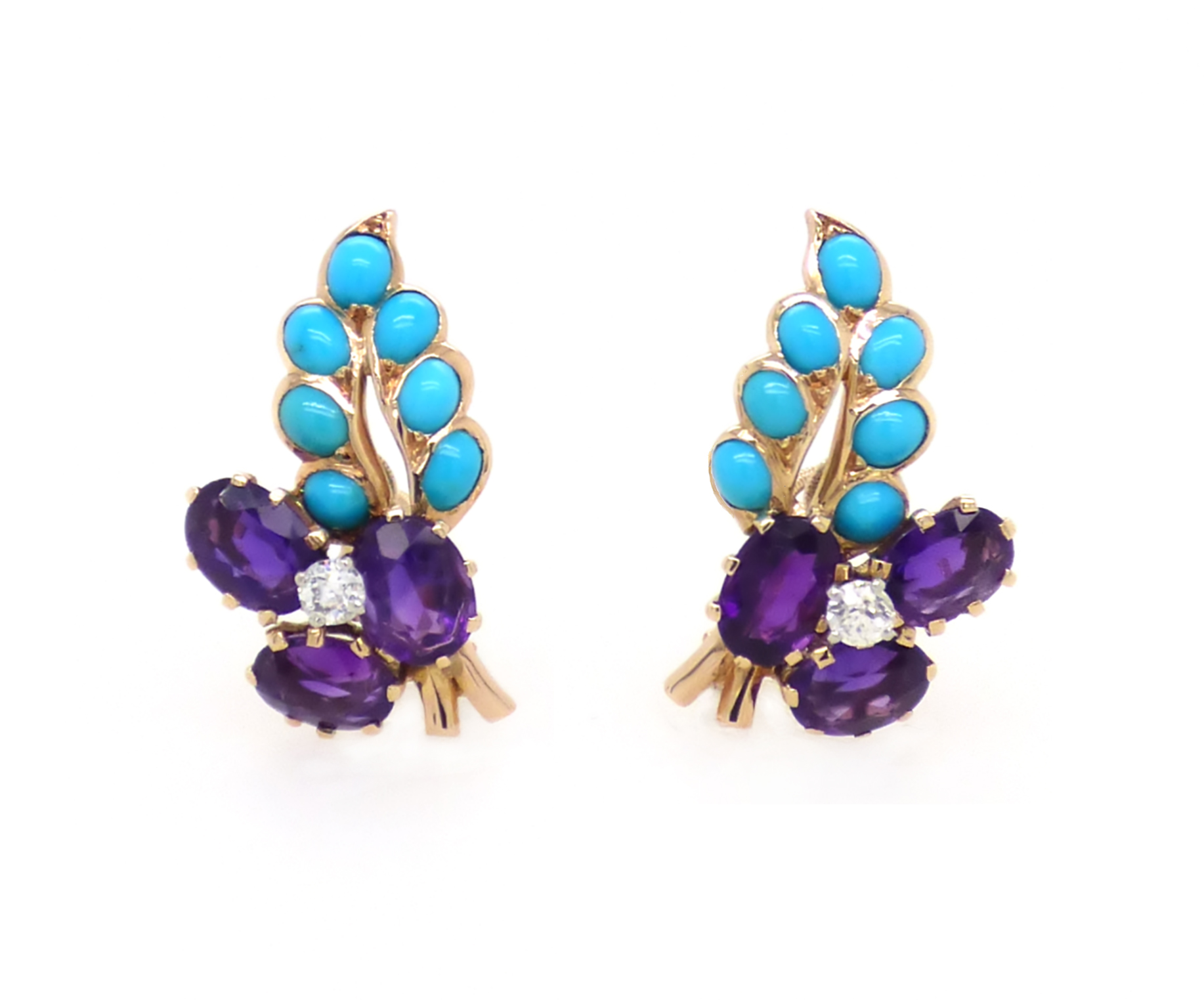 Turquoise, amethyst & diamond earrings by Cartier