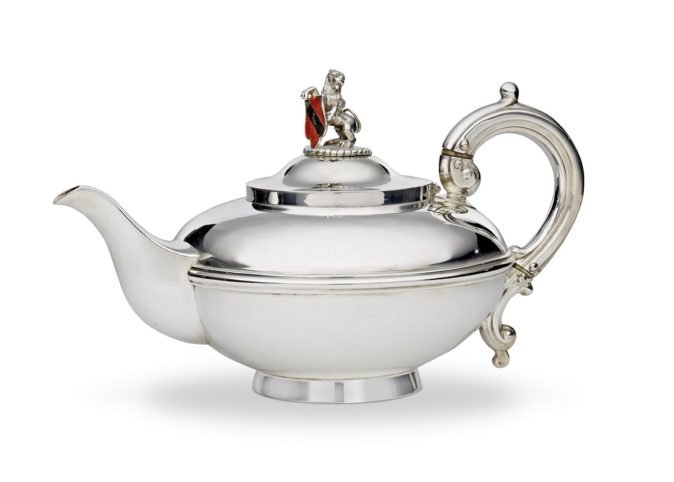 An enamelled silver teapot