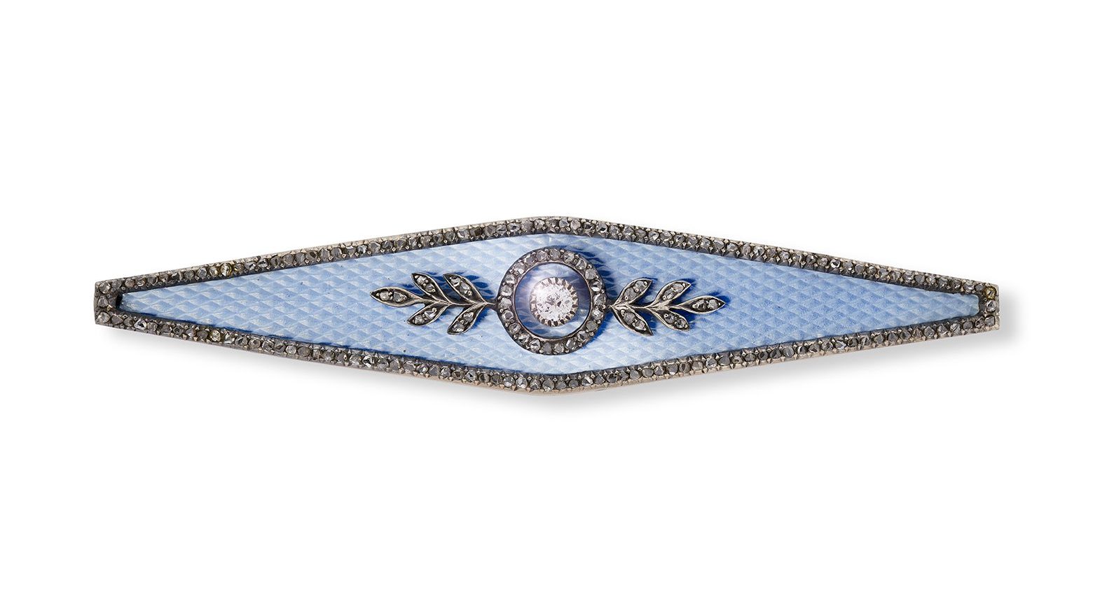 Enamelled gold and diamond set brooch by Carl Fabergé