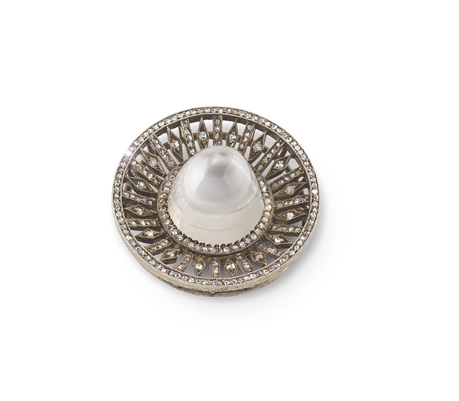 Moonstone and diamond brooch by Carl Fabergé