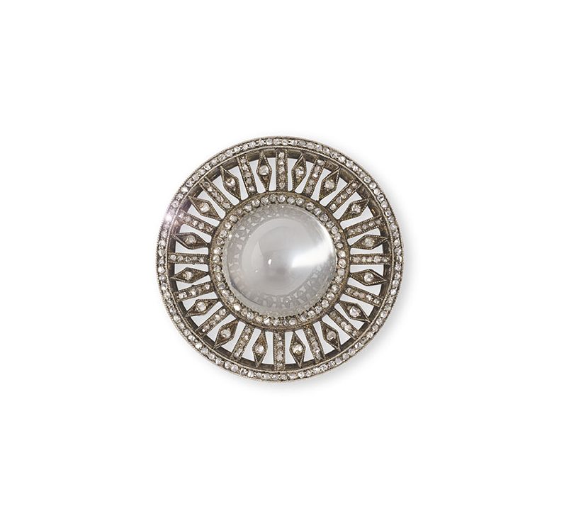 Moonstone and diamond brooch by Carl Fabergé