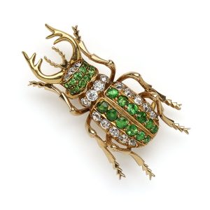Antique gold and gem-set beetle brooch