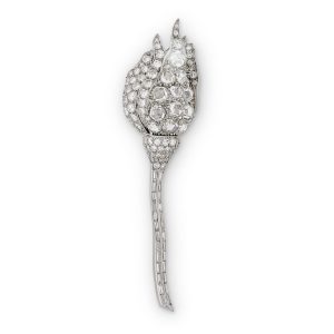 A diamond set rosebud brooch by Paul Flato
