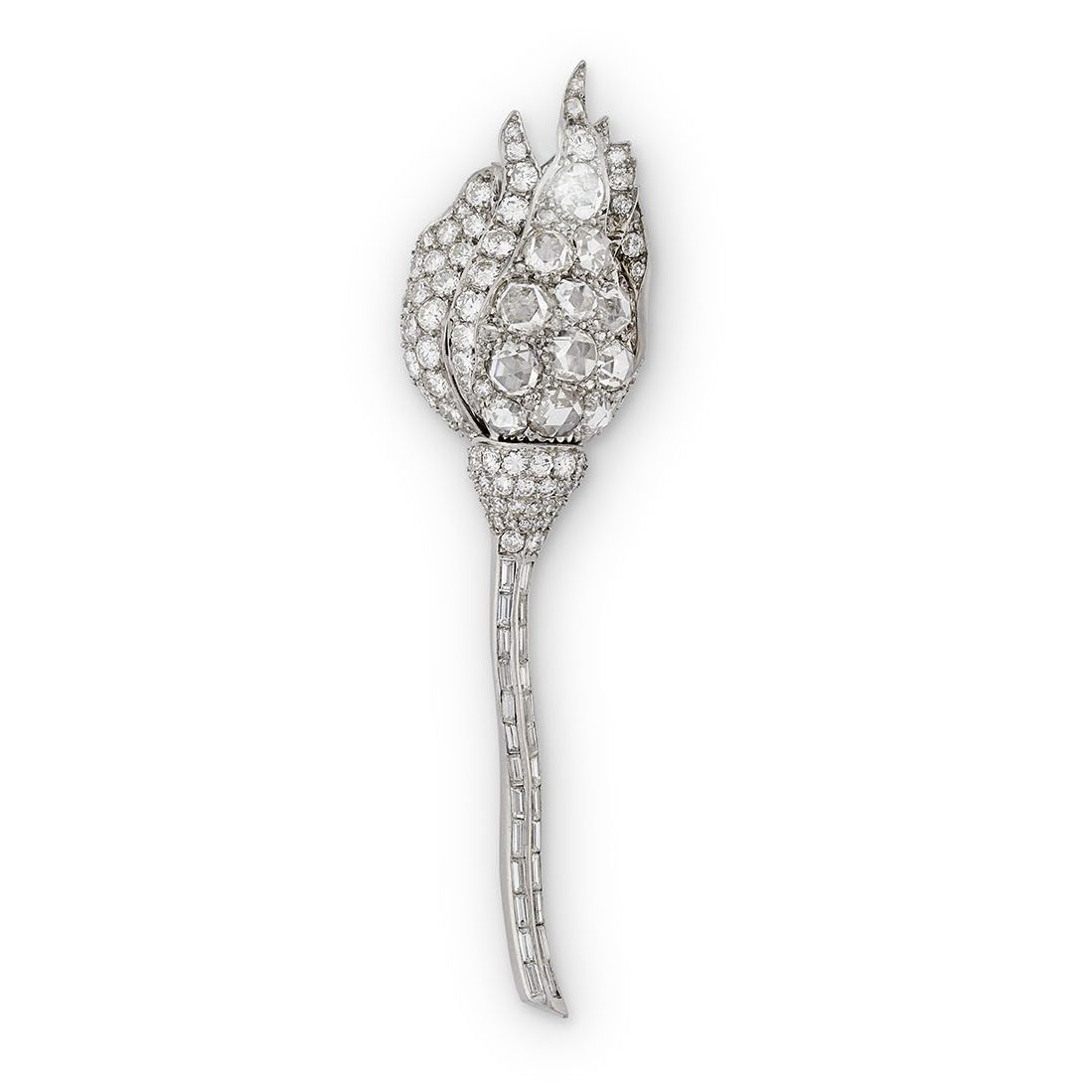 A diamond set rosebud brooch by Paul Flato