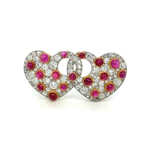 An antique jewelled ‘conjoined hearts’ brooch