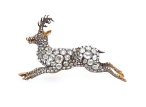 Antique leaping stag brooch