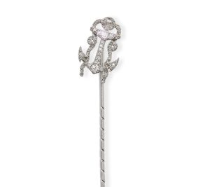 A platinum and diamond stickpin by Cartier