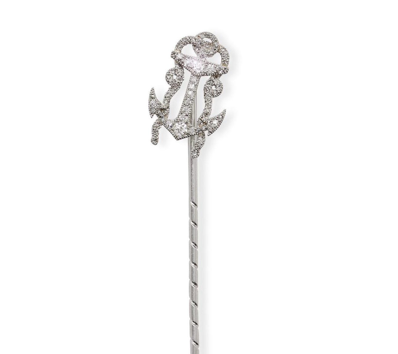 A platinum and diamond stickpin by Cartier