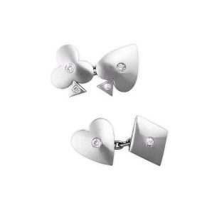 A pair of platinum and diamond cufflinks