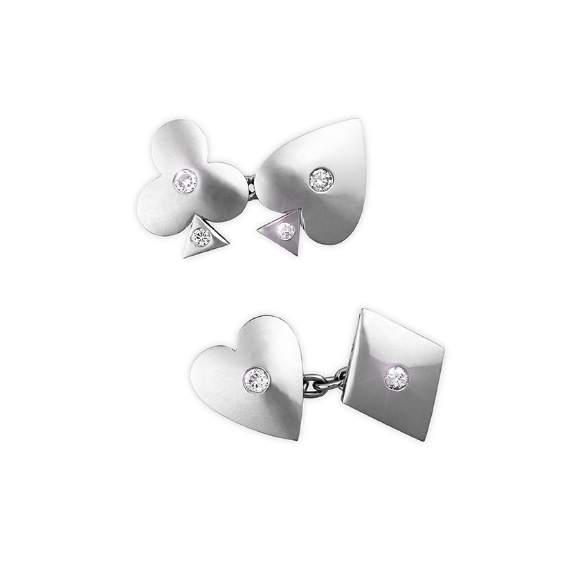 A pair of platinum and diamond cufflinks