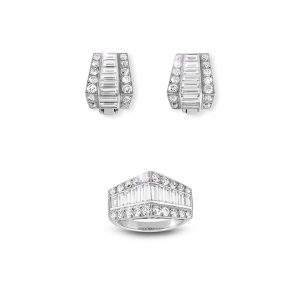 A platinum and diamond demi-parure