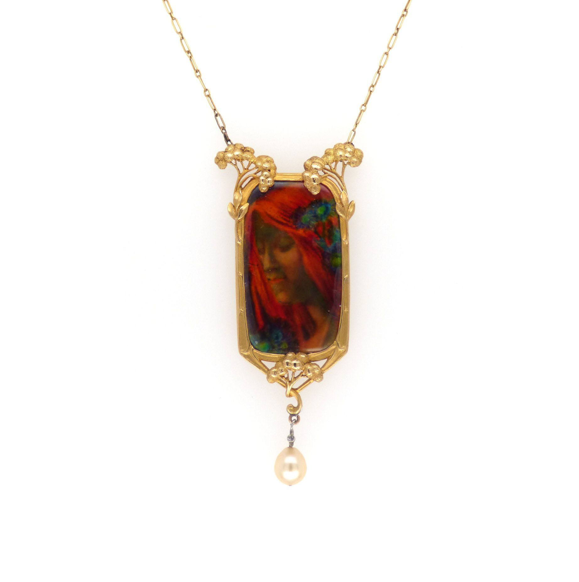 An enamelled gold necklace by Lucien Hirtz