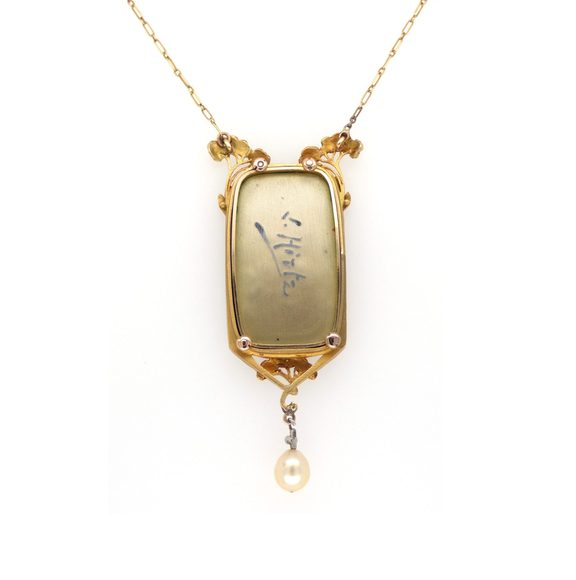 An enamelled gold necklace by Lucien Hirtz