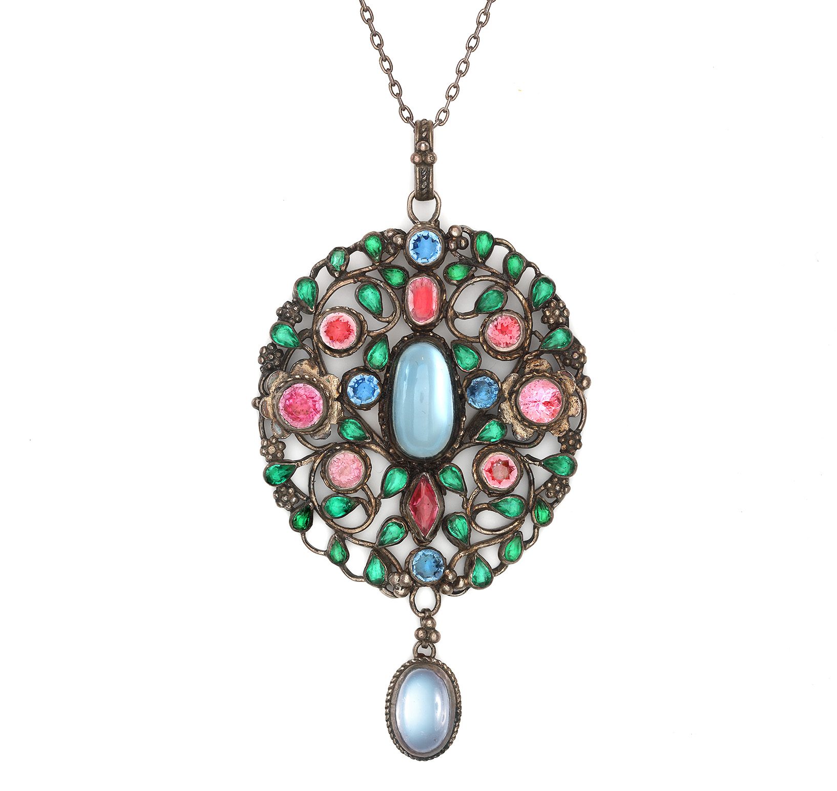 A silver mounted gem-set pendant by Arthur and Georgina Gaskin