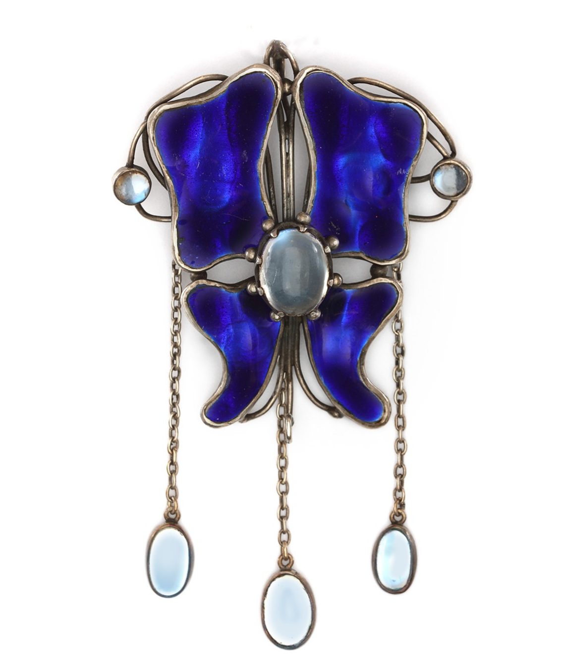An enamelled silver and moonstone pendant by The Guild of Handicraft