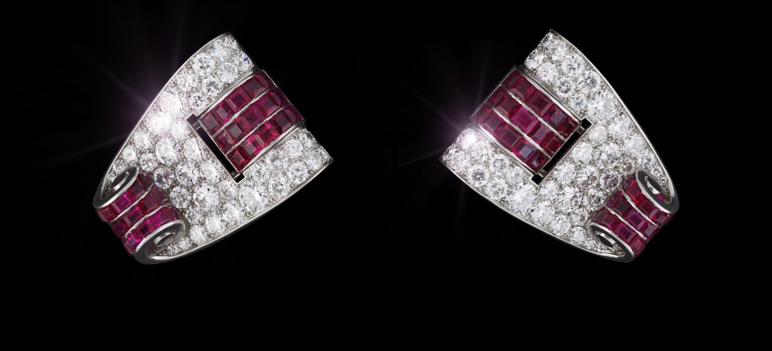A jewelled platinum brooch by Lacloche Frères