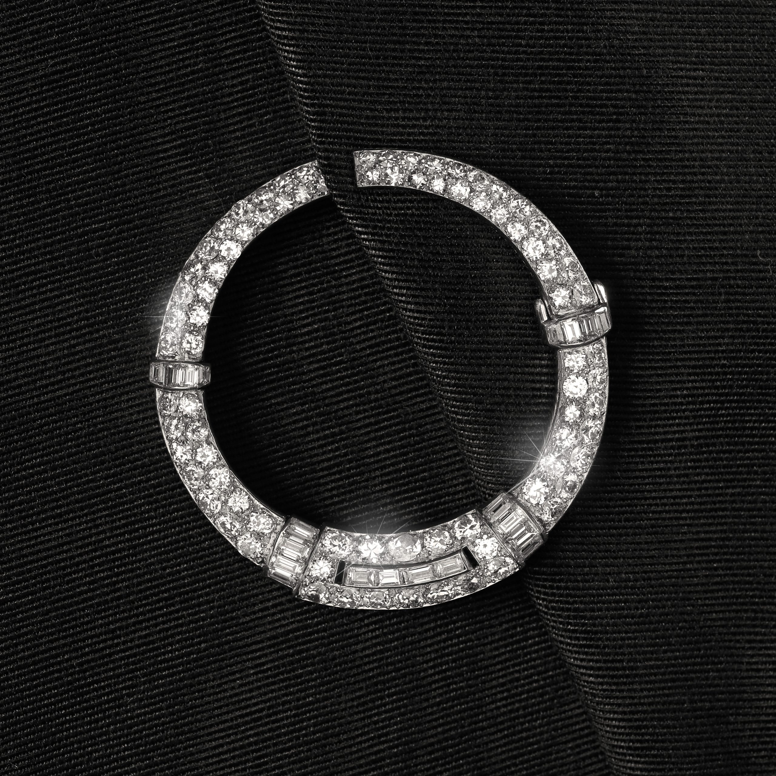 An Art Deco diamond clip by Van Cleef and Arpels