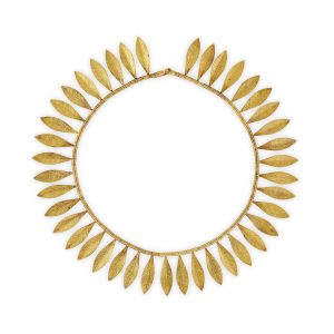 Archaeological style gold necklace by Robert Phillips