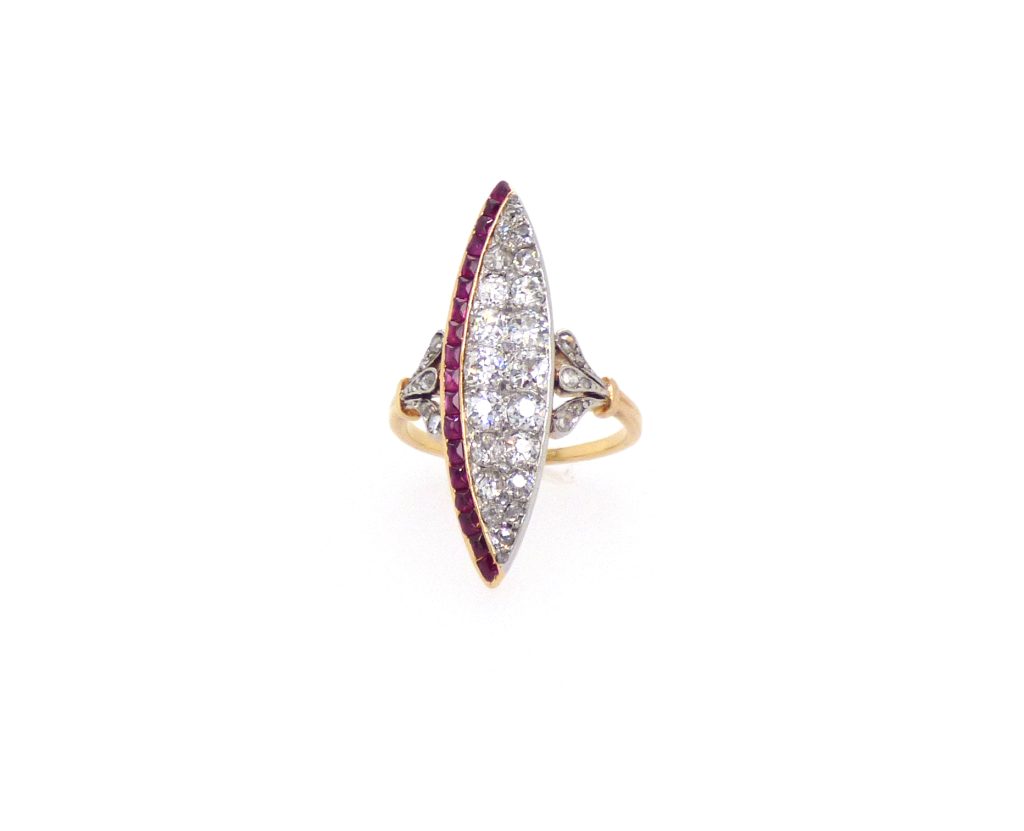 An antique diamond and ruby ring