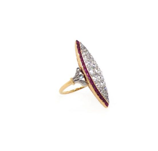 An antique diamond and ruby ring