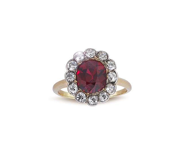 A spinel & diamond ring