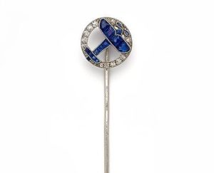 An Art Deco sapphire and diamond stickpin