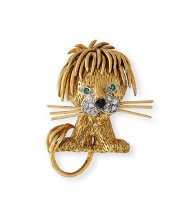 A jewelled lion cub brooch by Van Cleef and Arpels