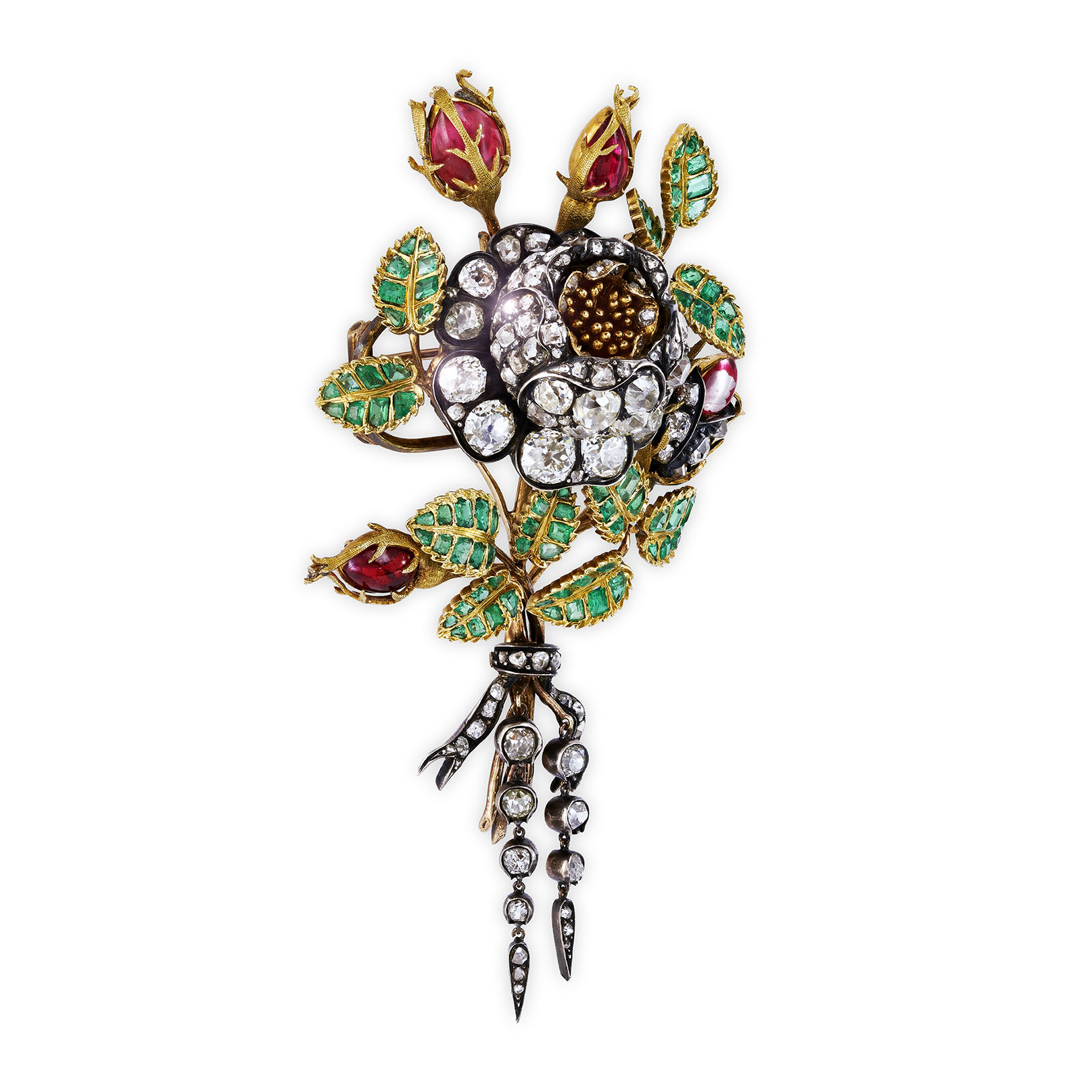 A gold mounted, gem-set and glass demi-parure by Philibert-Honoré Audouard