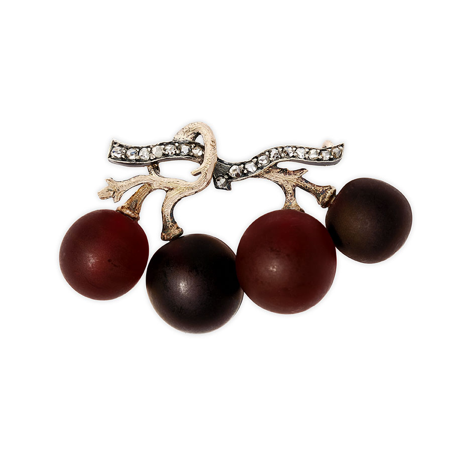 An antique gem-set grape brooch by Fonsèque et Olive