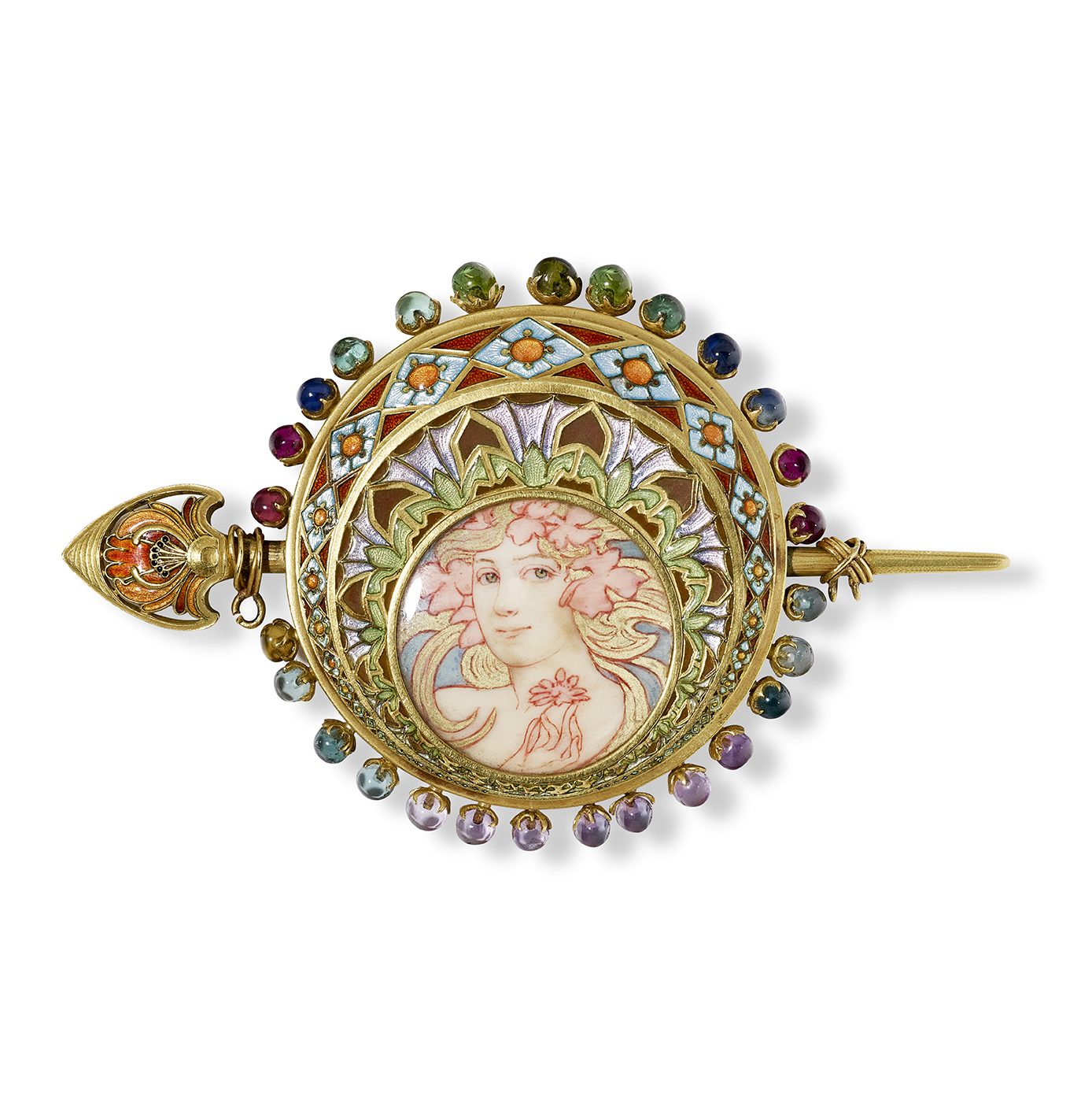 An enamelled gold broche de corsage by Georges Fouquet