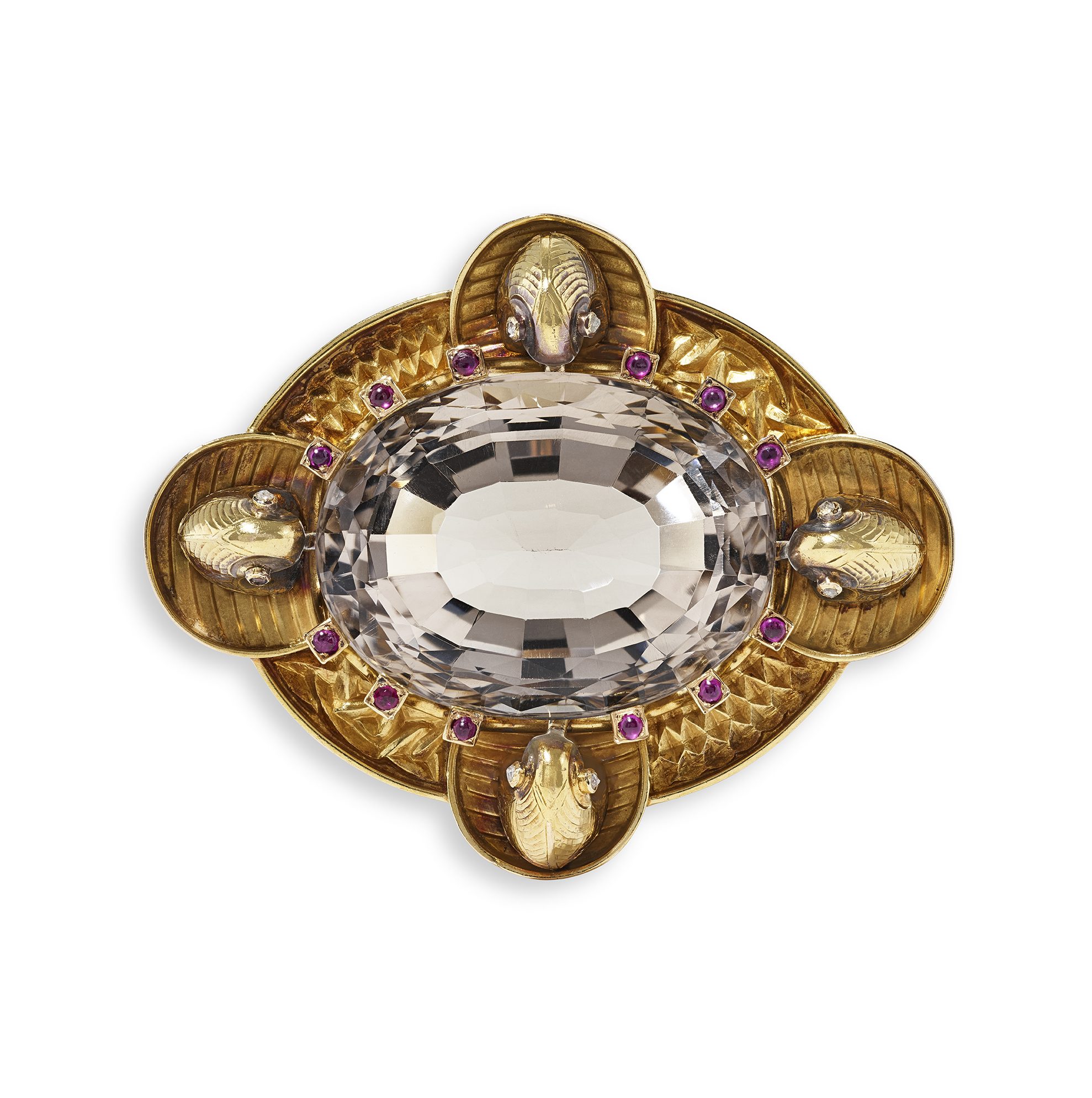 A Scottish gold mounted cairngorm brooch