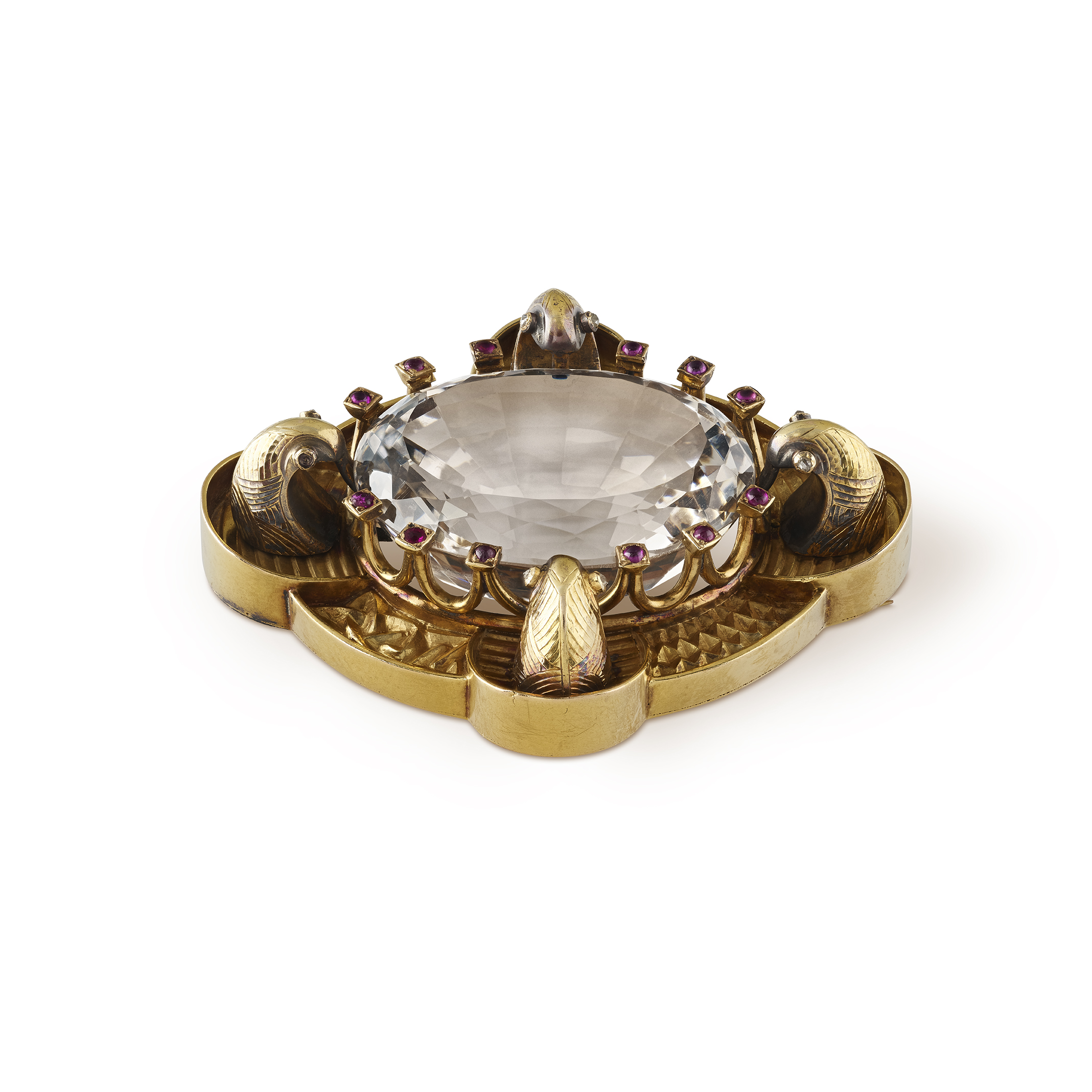A Scottish gold mounted cairngorm brooch