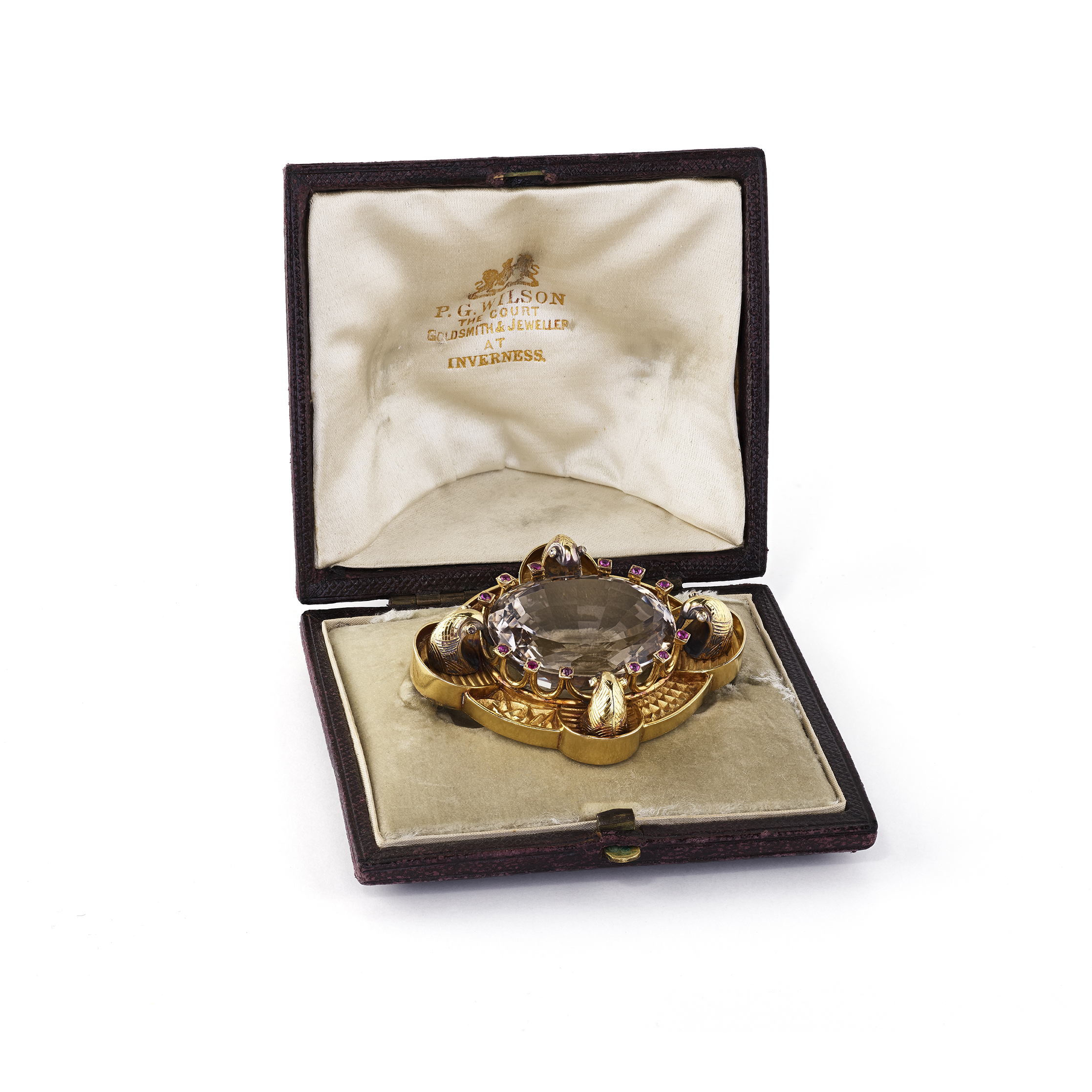 A Scottish gold mounted cairngorm brooch
