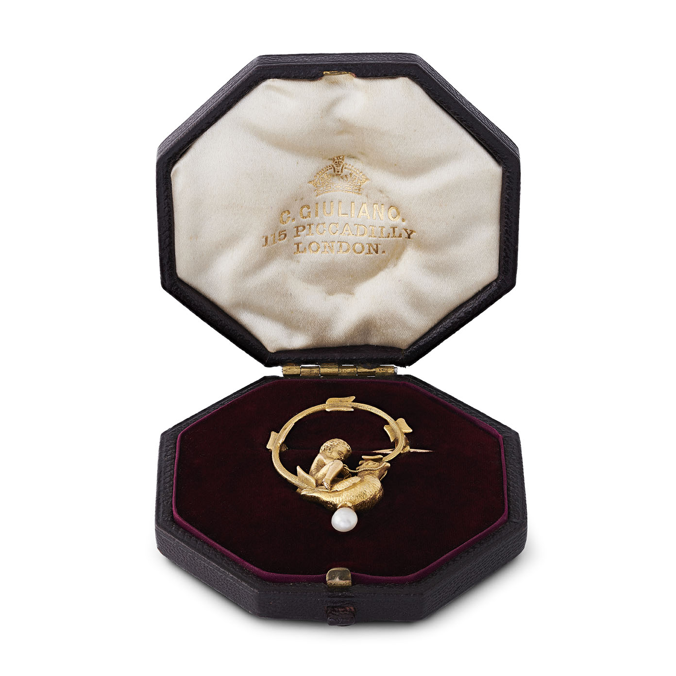 An antique gold and pearl brooch by Carlo Giuliano