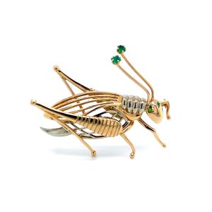 A gold and gem-set grasshopper brooch by Mellerio