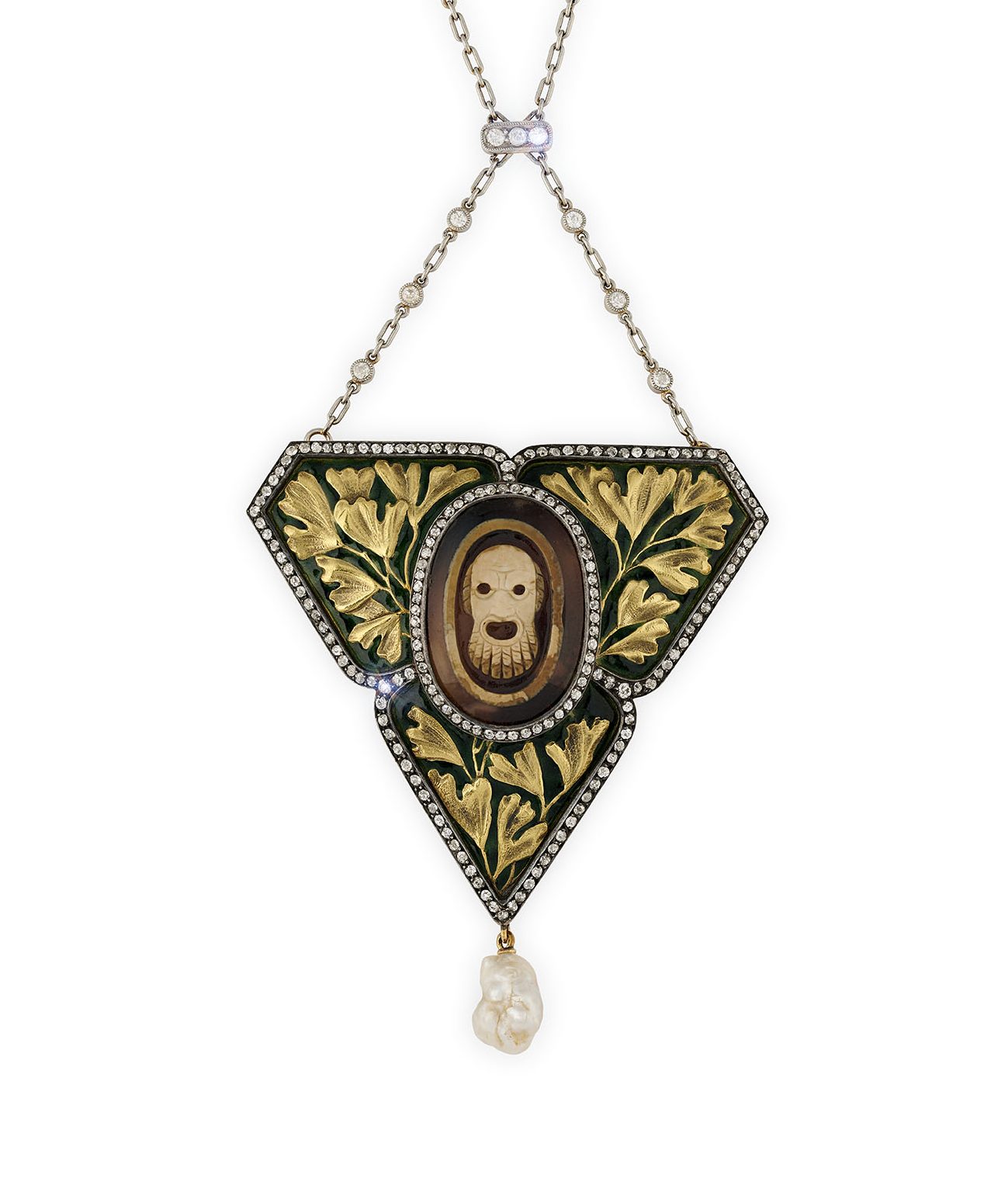An enamelled gold pendant by Falize