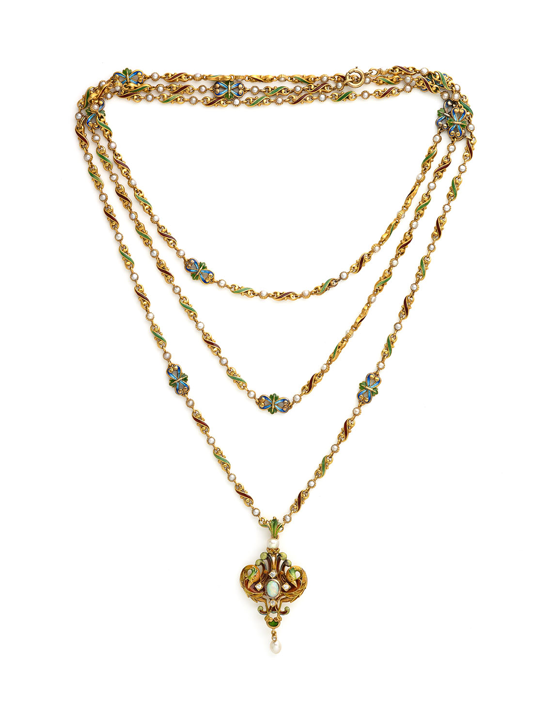 An Enamelled Gold and Gem-set Necklace by Lucien Falize