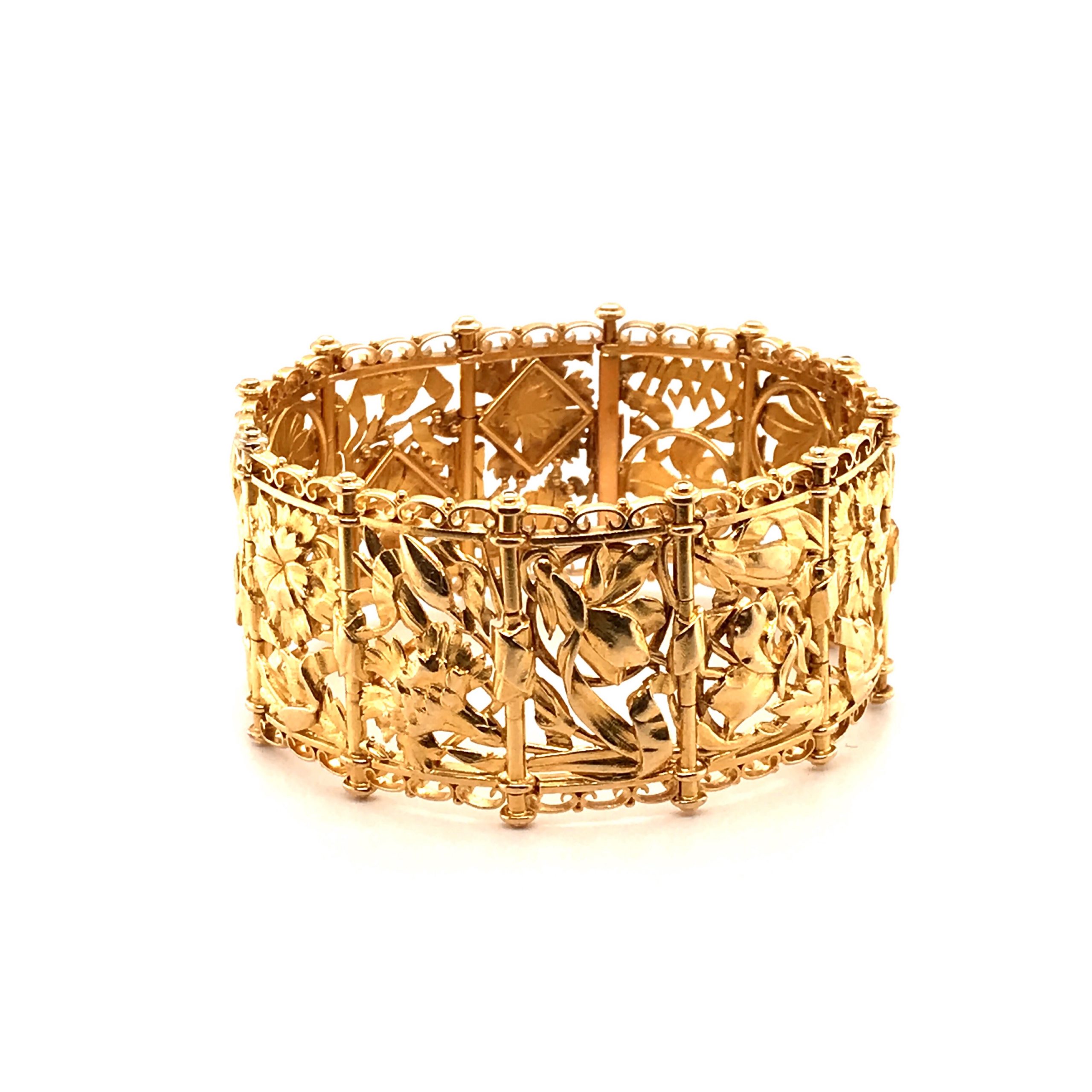 An Articulated openwork gold bracelet by Falize