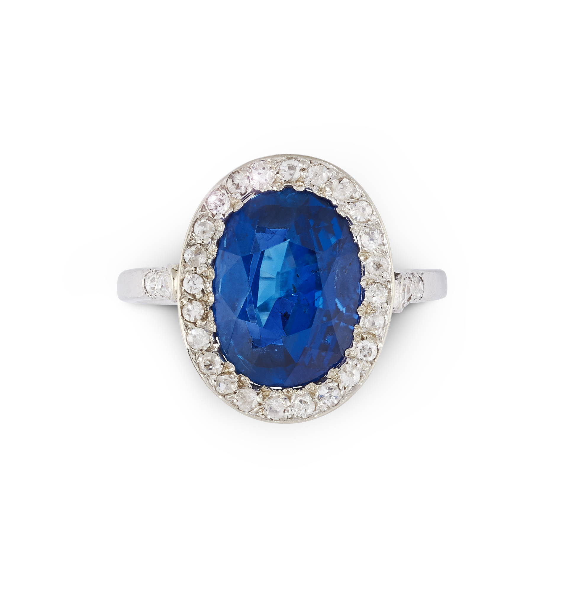 Sapphire and diamond cluster ring
