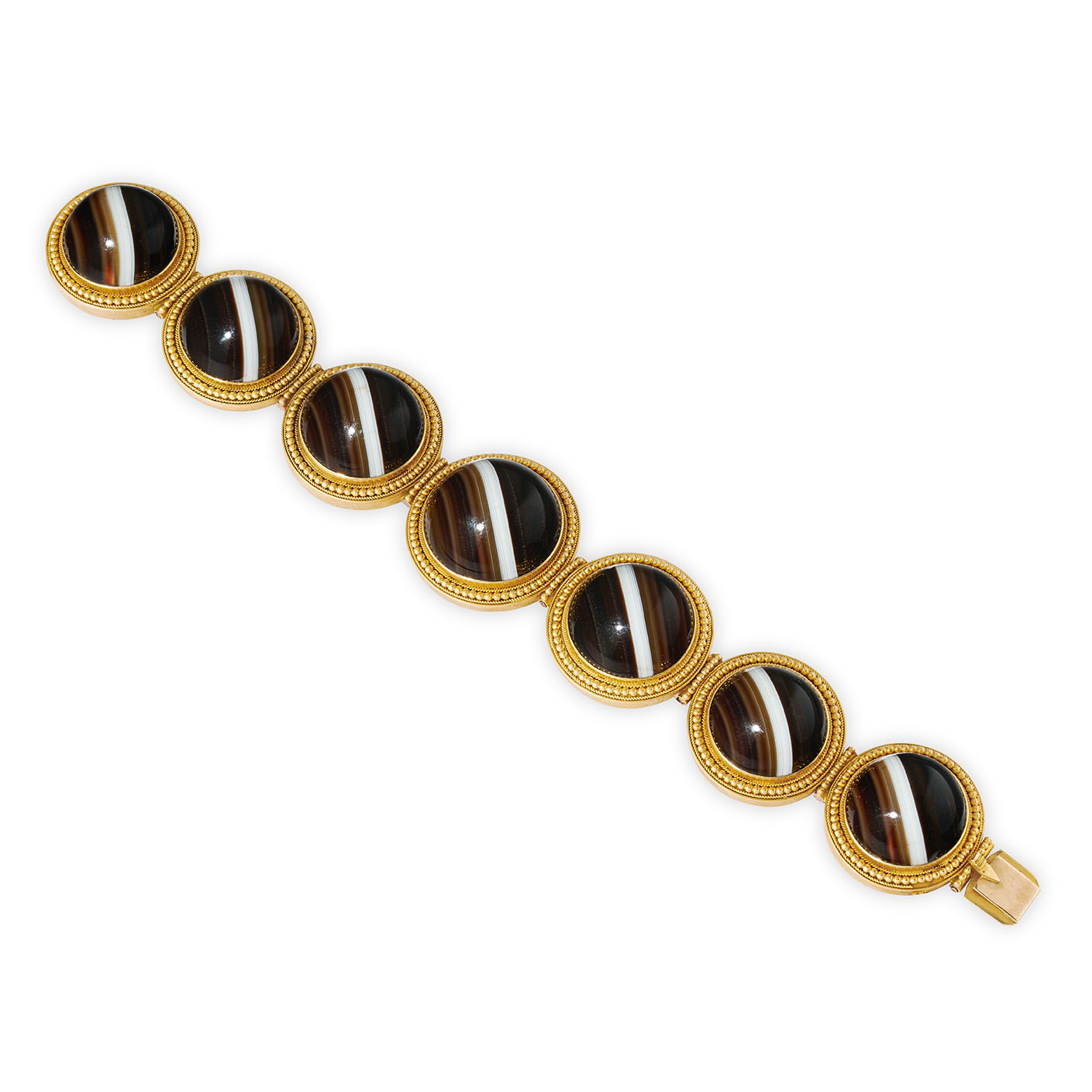 An antique gold and agate bracelet