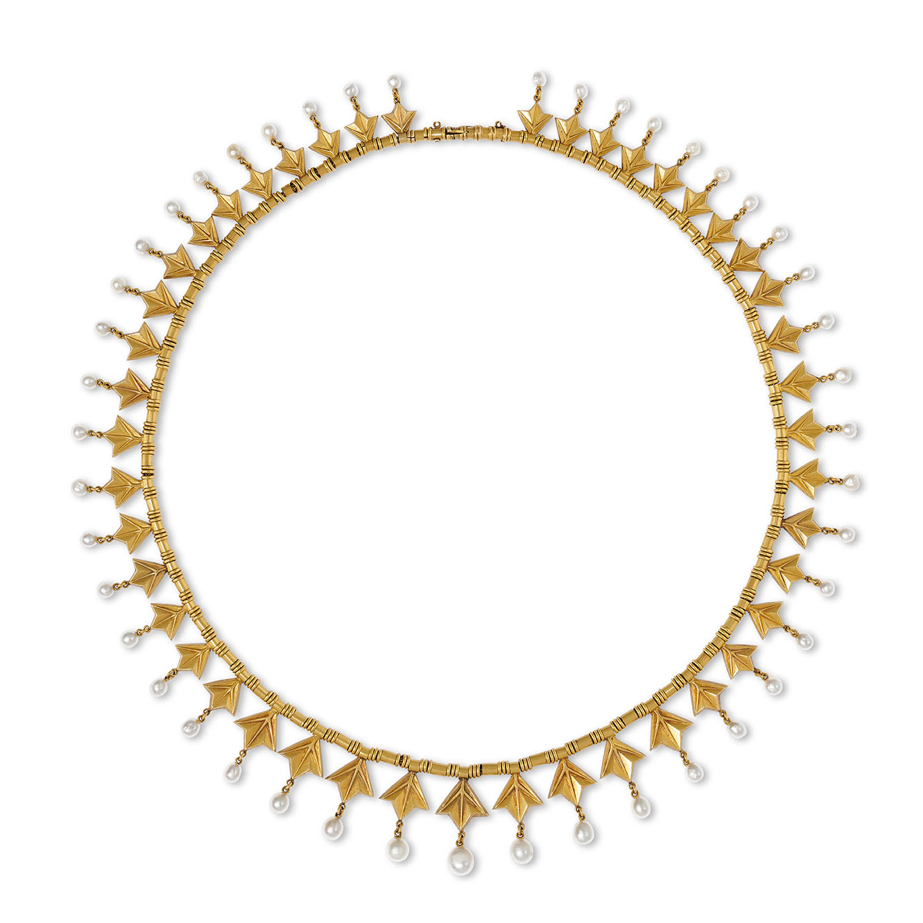 An antique gold and pearl necklace